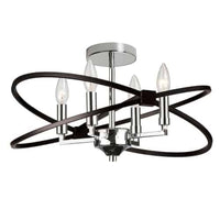 Plafonnier semi-affleuré Paloma de Dainolite avec fini chromé poli et noir mat et 4 ampoules