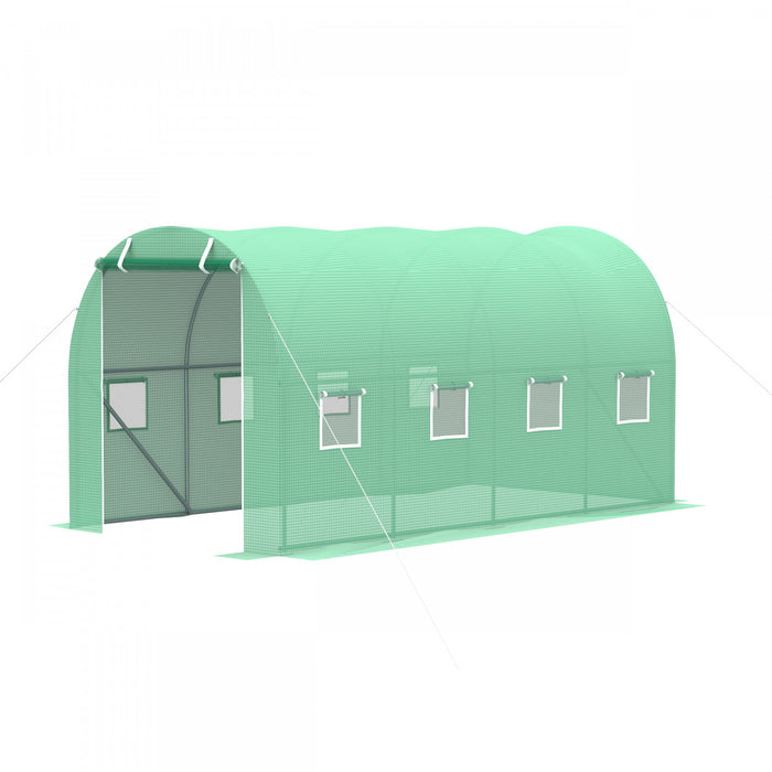 Outsunny Serre Tunnel De Plain-pied, Serre De 13 X 6.4 X 6.5 Pi, Vert
