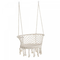 Outsunny Chaise Hamac Suspendue En Corde De Coton Avec Cadre En Metal Et Coussin, Grand Siege En Mac