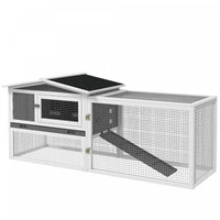 Pawhut Clapier D'exterieur A 2 Niveaux, Grande Cage A Lapins En Bois De 62 Po Avec Toit Resistant Au