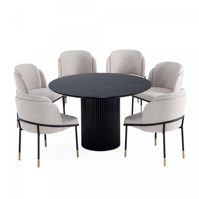 Ensemble de salle a manger moderne industriel chic Flor et Hathaway 7 pieces, coloris ble et noir