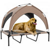 Pawhut Lit Sureleve Pour Chien Avec Auvent, Lit Rafraichissant, Lit Sureleve Portable Avec Maille Respirante Lavable, Pour Interieur Et Exterieur, Grands Chiens, 42\" X 30\" X 36\", Cafe
