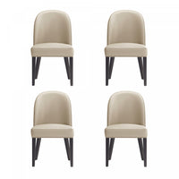Chaise de salle a manger moderne en bois Hillman avec revetement en tissu couleur sable - Lot de 4
