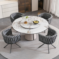 Chaises de salle a manger pivotantes Amelia en velours avec revetement capitonne et pieds en metal, lot de 4, gris