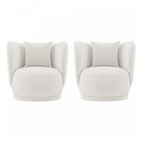  Fauteuil lounge moderne Siri en tissu creme - Lot de 2