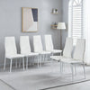 Ensemble de chaises de salle a manger modernes Ava avec motif de grille en diamant (lot de 6), cuir ignifuge et cadre en metal, blanc