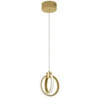 Luminaire suspendu Parson de Dainolite en silicone blanc qui diffuse la lumière, avec fini laiton vieilli et ampoule à DEL de 14 W