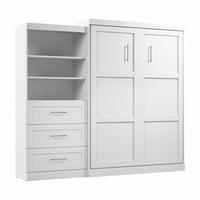 Grand lit escamotable mural Pur de Bestar de 101 po avec tablettes et tiroirs - blanc