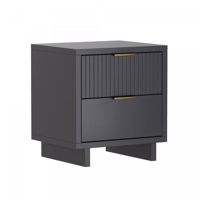 Elara Contemporary 18" Solid Wood Nightstand in Charcoal Gray (2-Drawer) | Table de nuit contemporaine Elara 18" en bois massif gris charbon (2 tiroirs)