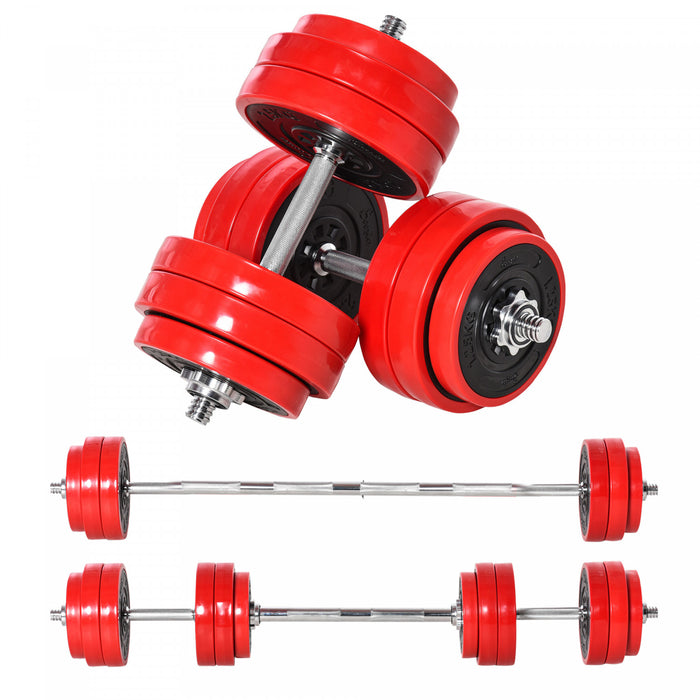 Soozier 66lbs - Ensemble reglable 2-en-1 d'halteres et de barres d'halteres - Disques de musculation, barres, pinces de fixation - Salle de sport a domicile, espace sportif