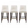 Tabouret de bar moderne Beever en bois et tissu chenille creme - Lot de 3