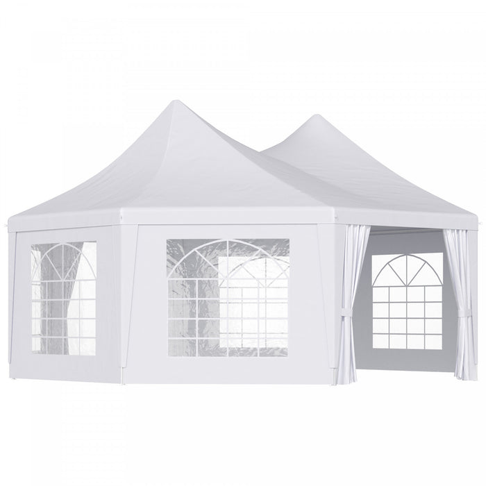 Outsunny 22,3 Pieds Octogonale Tente De Fete Abri De Jardin Exterieur Avec 8 Murs Amovibles Blanc