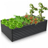 Costway 1 Pc Galvanise Souleve Lit De Jardin Exterieur Planter Boite Bois De Chauffage Porte-journaux