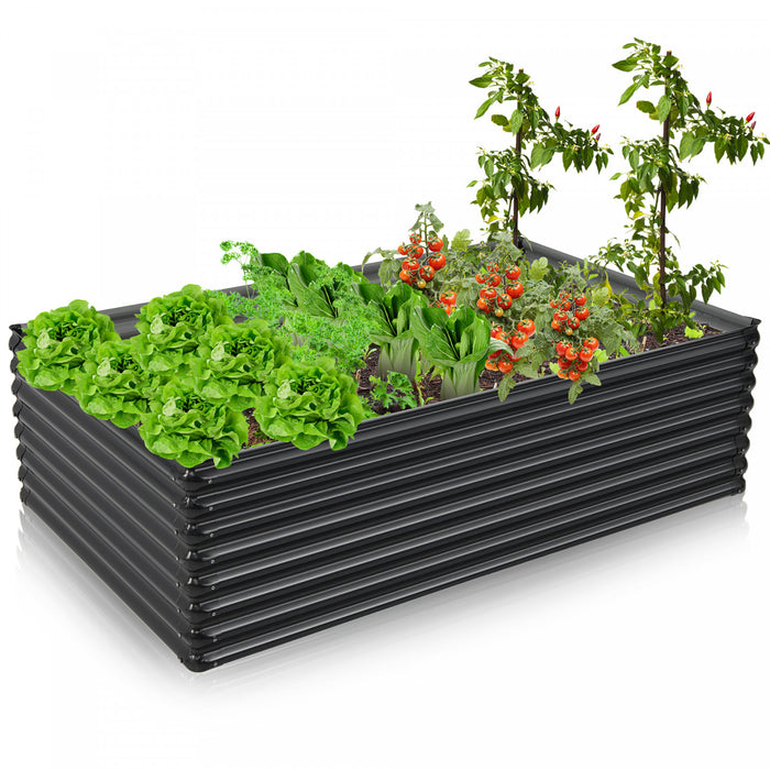 Costway 1 Pc Galvanise Souleve Lit De Jardin Exterieur Planter Boite Bois De Chauffage Porte-journaux
