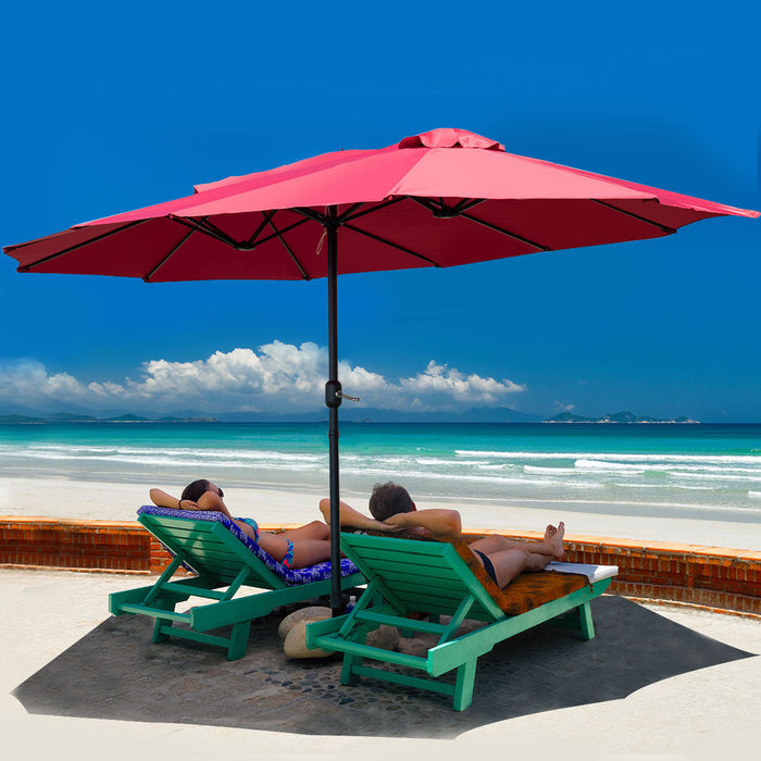 Costway Parasol de marche exterieur 15' double-face Twin Patio avec manivelle Vin