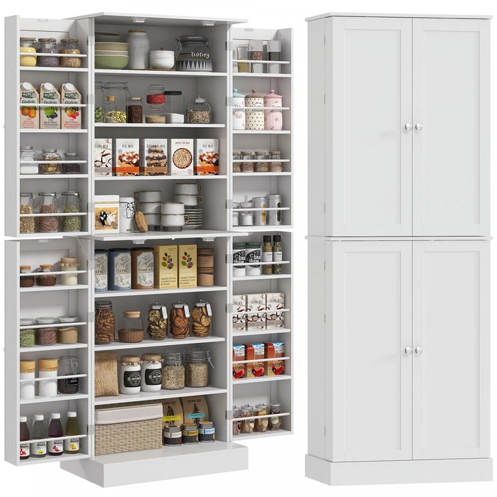 HOMCOM Armoire de cuisine 65\" avec etageres et supports a epices, blanc