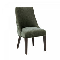  Chaise de salle a manger moderne Beever en bois et chenille vert foret - Lot de 2