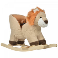 Qaba Bebe Cheval A Bascule Lion Design Chaise A Bascule En Peluche, Cheval A Bascule En Bois Avec So