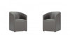 Fauteuil moderne Anna Round en cuir vegetalien graphite - Lot de 2
