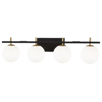 Lumière de coiffeuse Vivaldi de Dainolite avec fini noir mat et laiton vieilli, et 4 ampoules