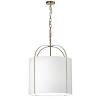 Luminaire suspendu Quincy de Dainolite avec abat-jour blanc, fini doré et 3 ampoules