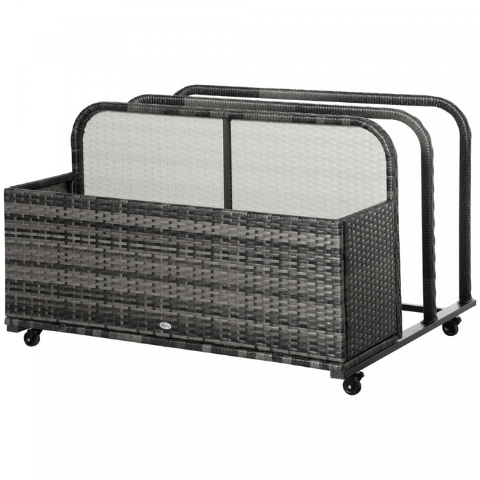 Outsunny Organisateur De Rangement Exterieur En Rotin Pour Piscine, Gris