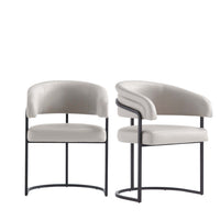 Chaise de salle a manger Augusta moderne en metal et cuir vegetalien gris clair - Lot de 2