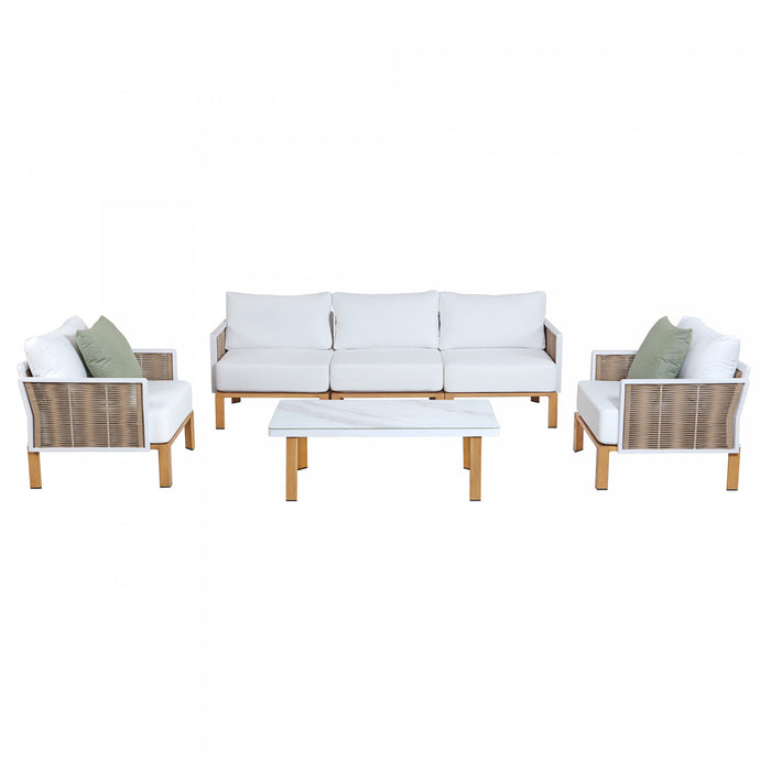 Ensemble de conversation moderne Vine 4 pieces en blanc