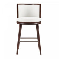 Tabouret de bar moderne en bois avec assise rembourree Evalyn, blanc