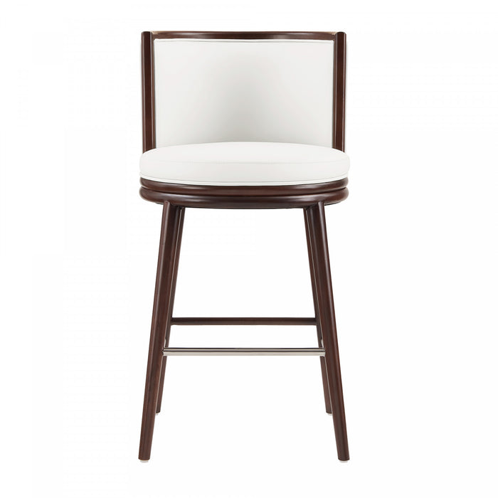 Tabouret de bar moderne en bois avec assise rembourree Evalyn, blanc