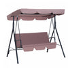 Outsunny Meatal Chaise Pivotante D'exterieur 3 Places Chaise Longue De Jardin Rembourree Hamac De Terrasse Avec Cadre Et Auvent Marron