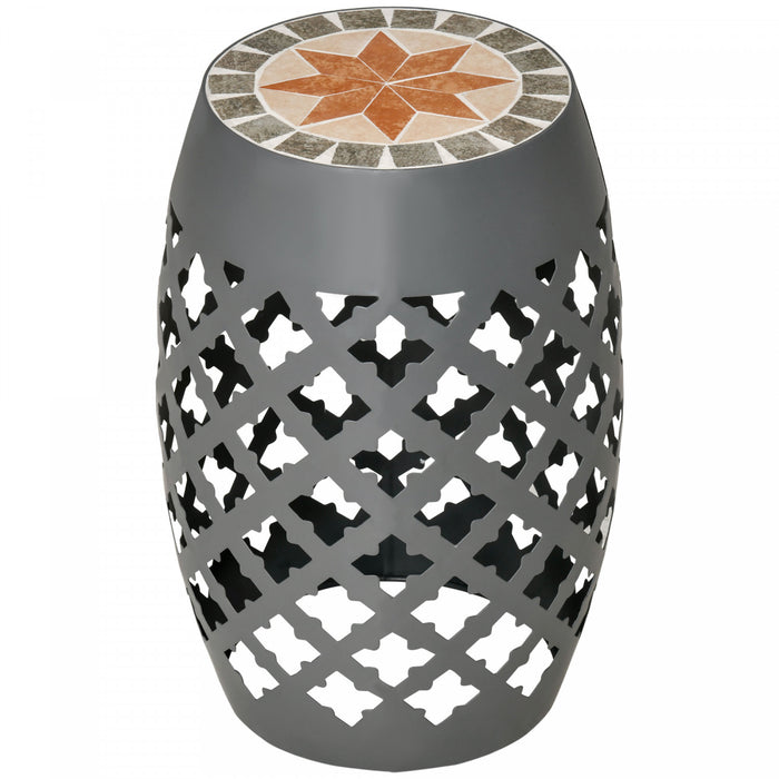 Outsunny Tabouret Decoratif de Jardin, Table d'Appoint en Mosaique, Repose-Pieds, Support pour Plantes