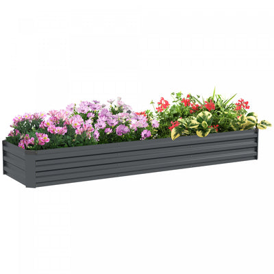 Outsunny 8x2x1ft Raised Garden Bed Large Galvanized Elevated Planter Box