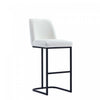 Tabouret de bar moderne en metal et tissu Serena, blanc