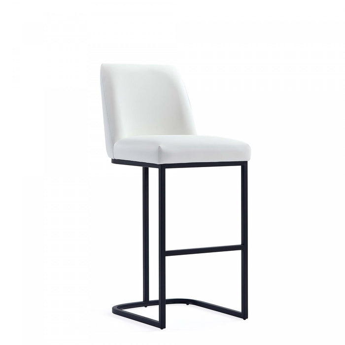 Tabouret de bar moderne en metal et tissu Serena, blanc