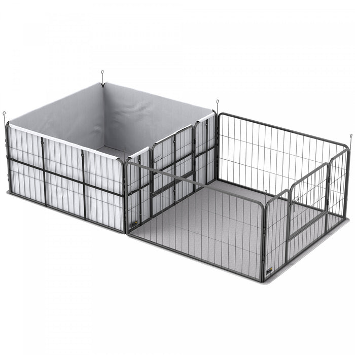 Pawhut Boite De Mise Bas Pour Chiens, Boite De Mise Bas A 7 Panneaux Convertible, Coussinets Lavables, Tissu Oxford 600d, Doubles Portes, Pour Chiens De Taille Moyenne Et Grande