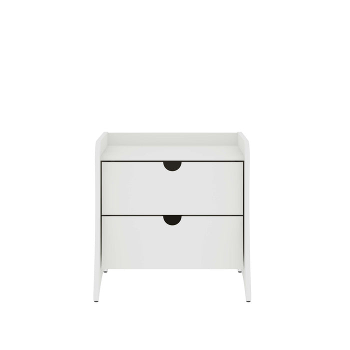 Table de nuit Coney style mid-century moderne 20\" en blanc (2 tiroirs)