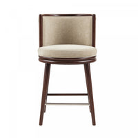 Tabouret de comptoir moderne en bois et tissu Evalyn, finition naturelle