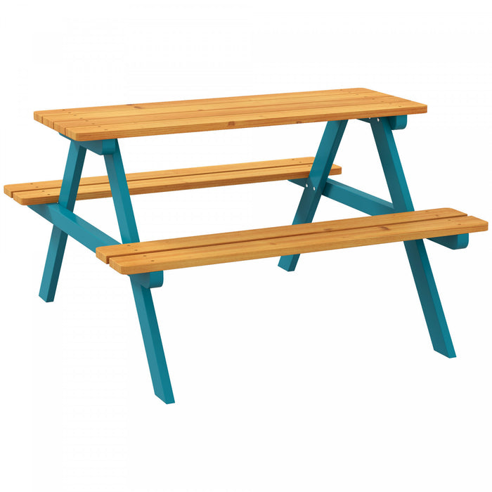Outsunny Table De Pique-nique Pour Enfants, Ensemble Table Et Chaises En Bois Pour Enfants, Activites De Plein Air Pour Filles Et Garcons Ages De 3 A 8 Ans, Pour Jardin, Pelouse, Bois Naturel