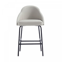 Tabouret de comptoir moderne en metal Gracie, rembourre, gris pierre et noir