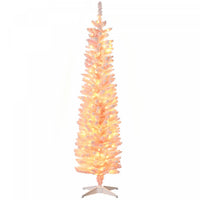 Homcom Sapin De Noel Artificiel Floque De Neige De 6 Pi Avec Lumiere, Rose
