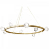 Lustre Comet de Pearlene en verre transparent, avec fini laiton vieilli et 12 ampoules