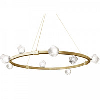 Lustre Comet de Pearlene en verre transparent, avec fini laiton vieilli et 12 ampoules