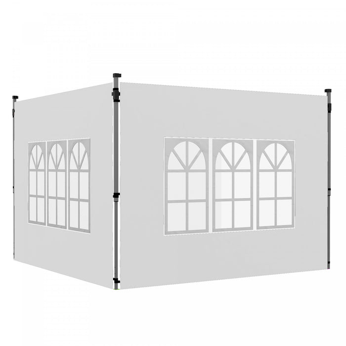 Outsunny 2 Panneaux Lateraux Avec Fenetres Pour Auvent Escamotable De 9,8' X 9,8' Ou 9,8' X 13,1', Paquet De 2 Parois Laterales De Remplacement, Blanc