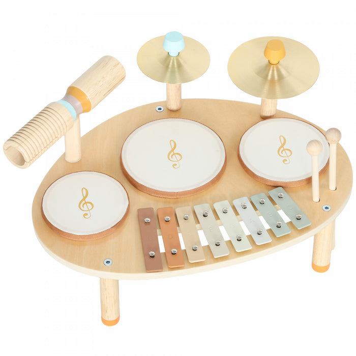 Qaba Ensemble de tambours pour tout-petits, Instruments de musique 4-en-1 avec tambours et xylophone