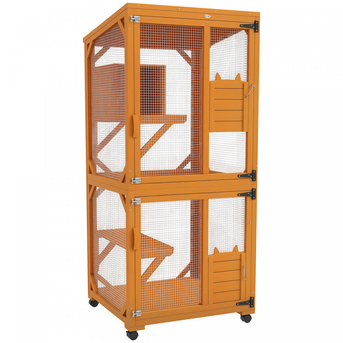 Maison Pour Chat En Bois Pour L'exterieur, Orange