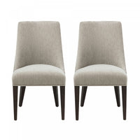 Chaise de salle a manger moderne en bois et chenille Beever, taupe - Lot de 2