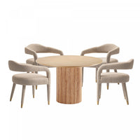 Ensemble de salle a manger chic industriel moderne Aspen et Hathaway 5 pieces, finition argentee et naturelle