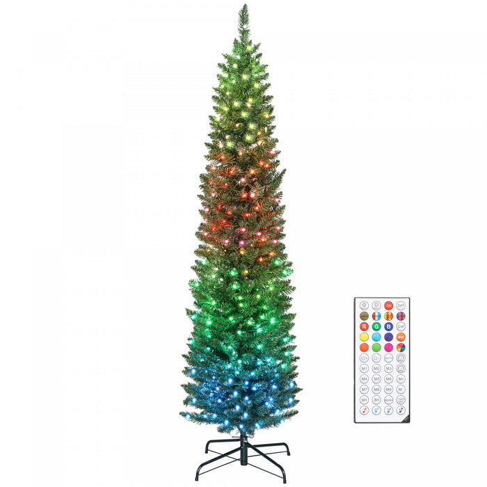 HOMCOM Sapin de Noel de 6pi avec LED synchronisees a monter soi-meme, vert