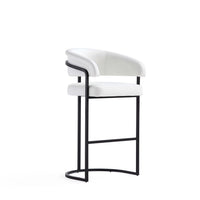  Tabouret de bar moderne Augusta en metal et tissu, coloris blanc